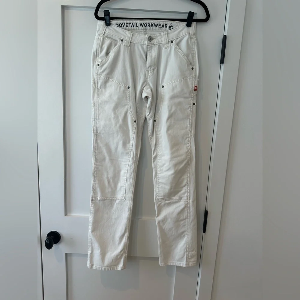 DOVETAIL women’s Anna Task Pant 4, 34” inseam white work pants - Picture 4 of 9